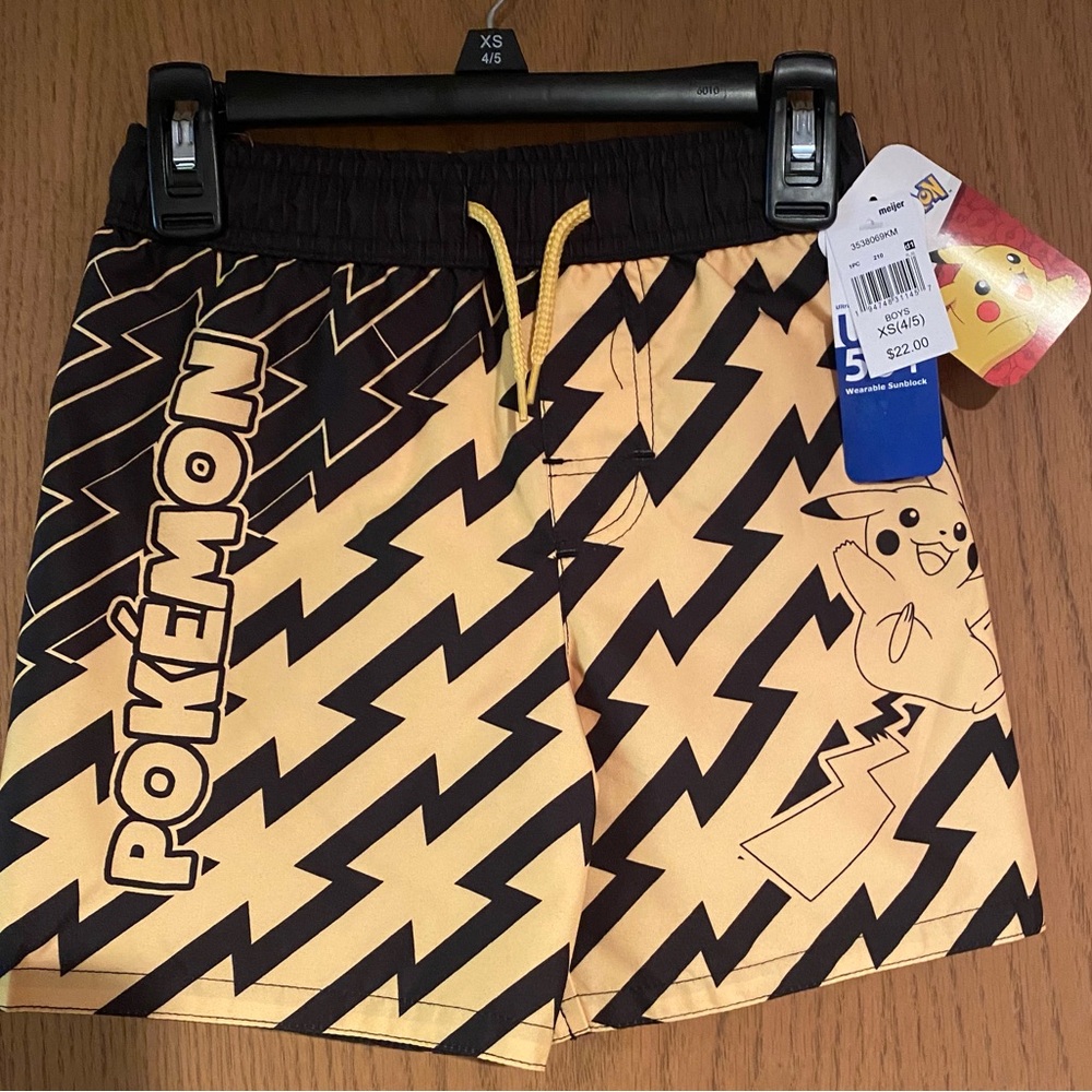 Pokémon boys swim trunks new with tags size  xs 4/5 and Xl 14/16